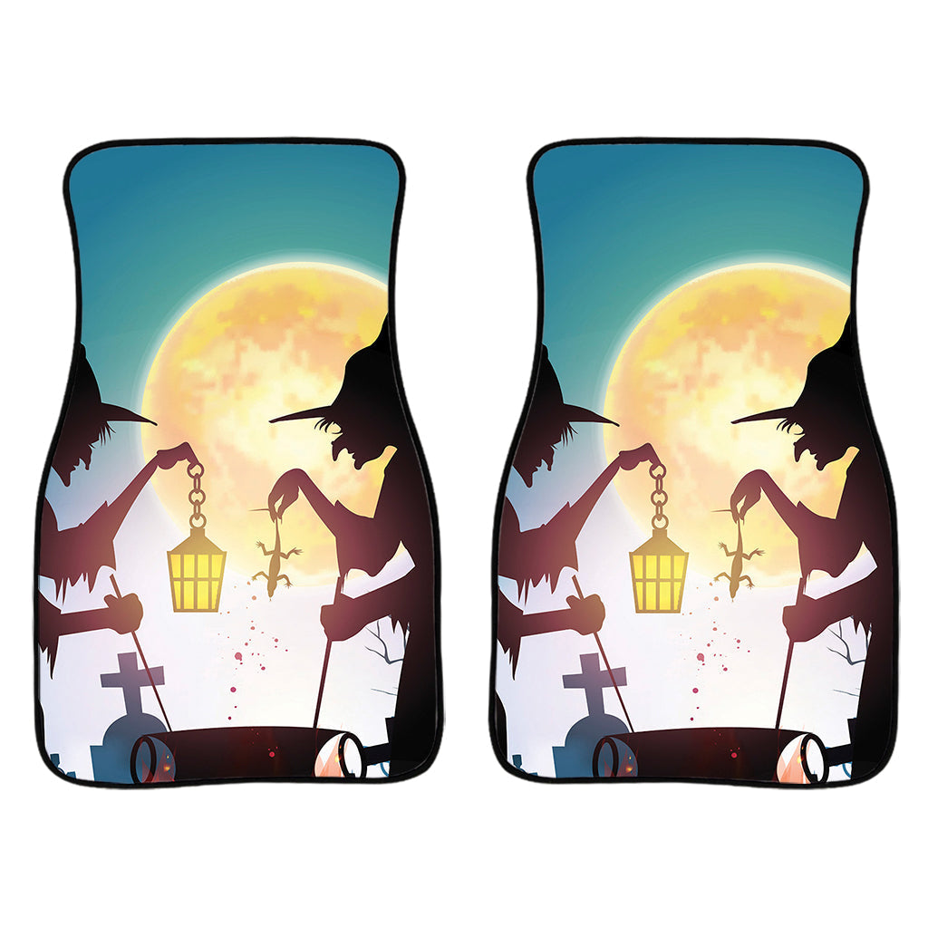 Halloween Witch And Cauldron Print Front And Back Car Floor Mats/ Front Car Mat