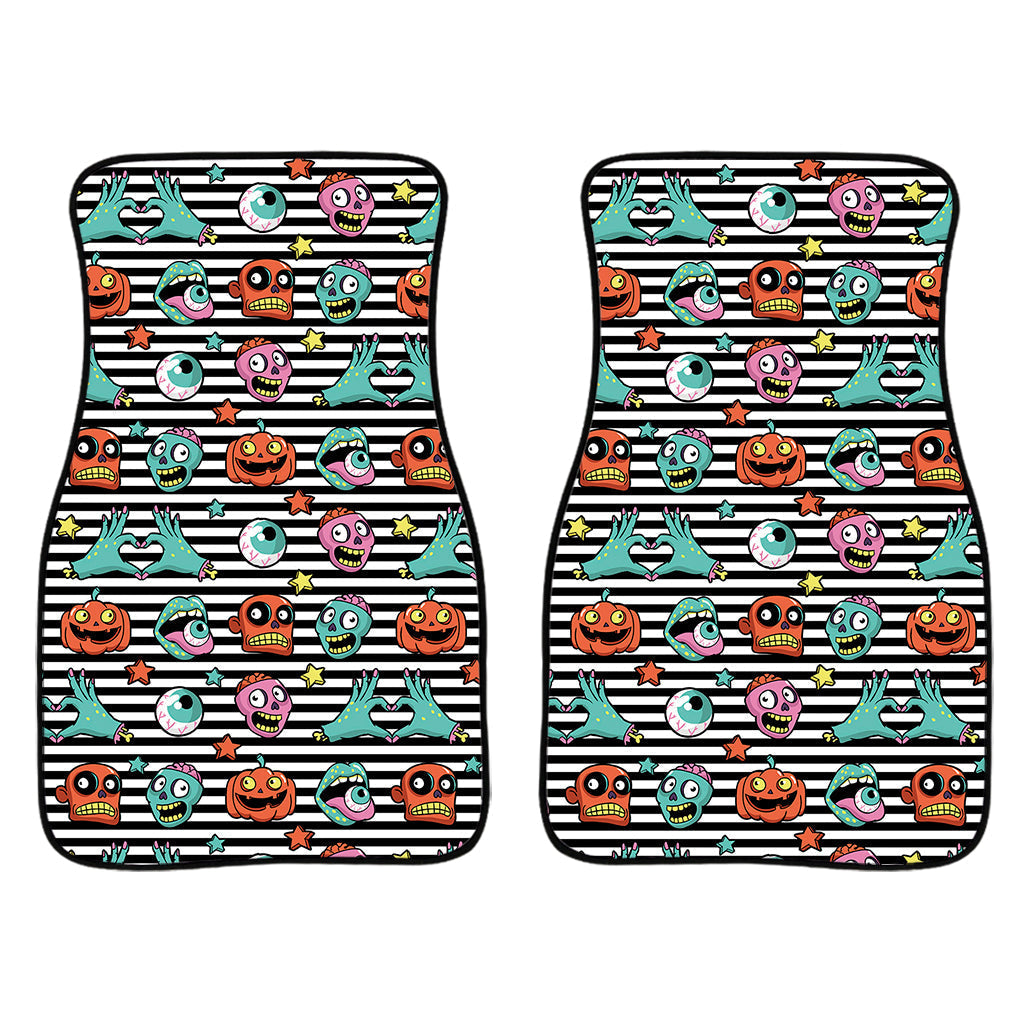 Halloween Zombie Striped Pattern Print Front And Back Car Floor Mats/ Front Car Mat
