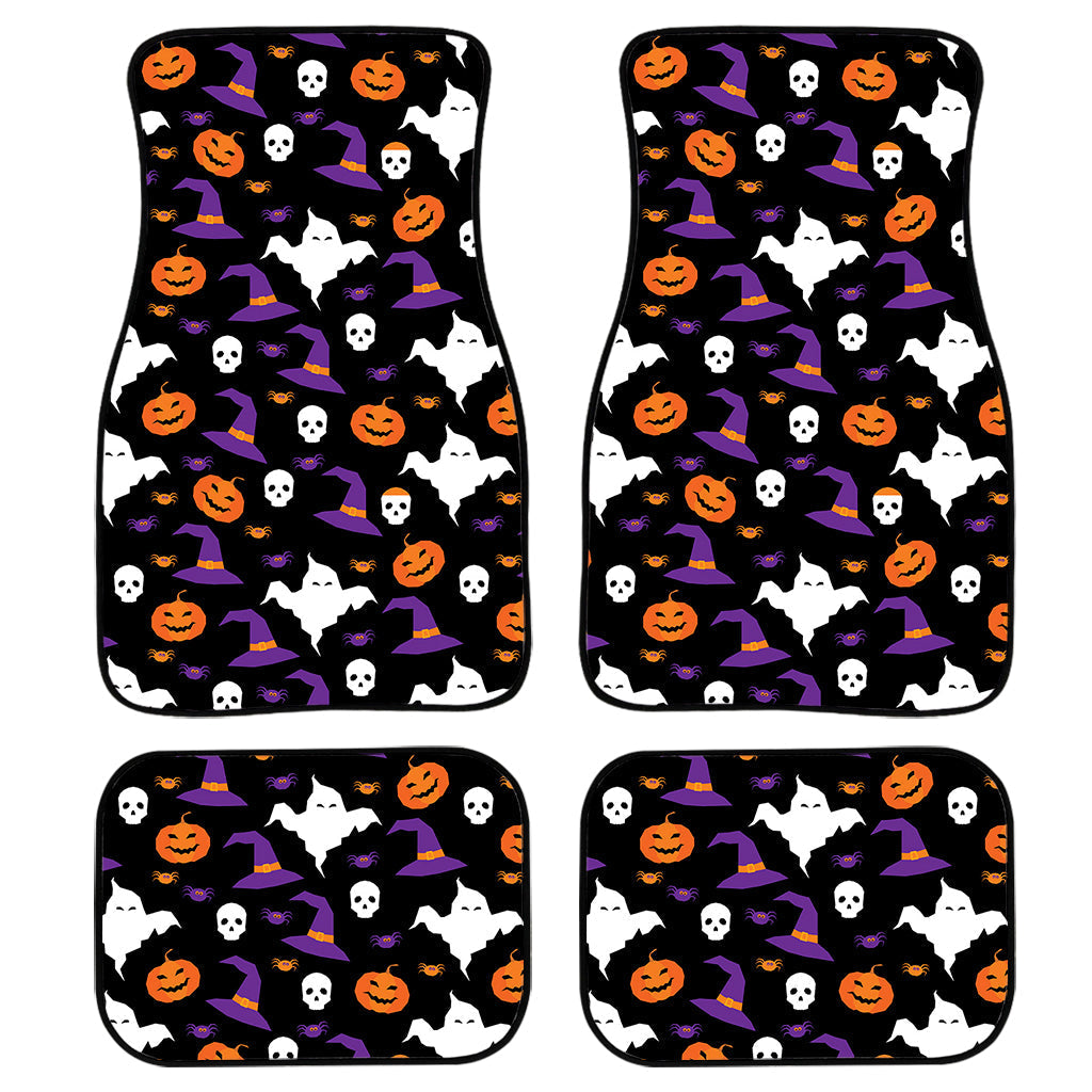Happy Halloween Ghost Pattern Print Front And Back Car Floor Mats/ Front Car Mat