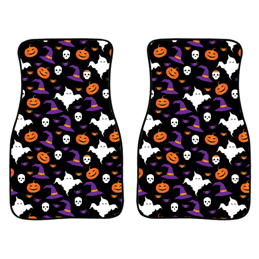 Happy Halloween Ghost Pattern Print Front And Back Car Floor Mats/ Front Car Mat