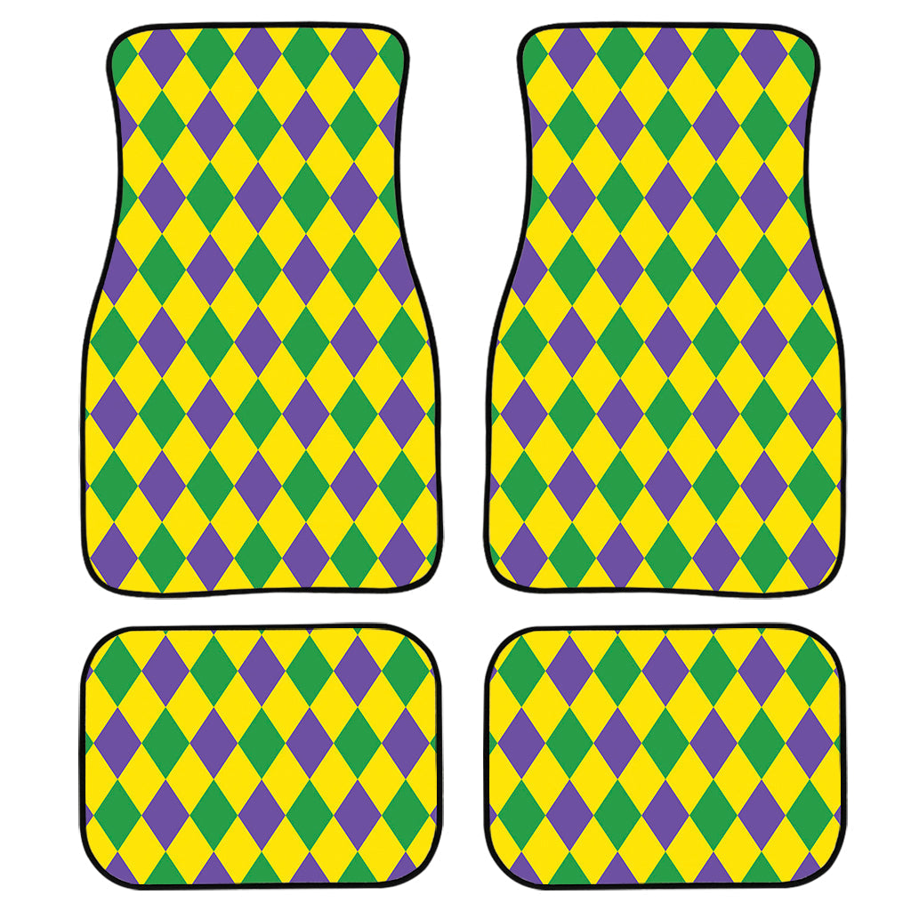 Harlequin Mardi Gras Pattern Print Front And Back Car Floor Mats/ Front Car Mat