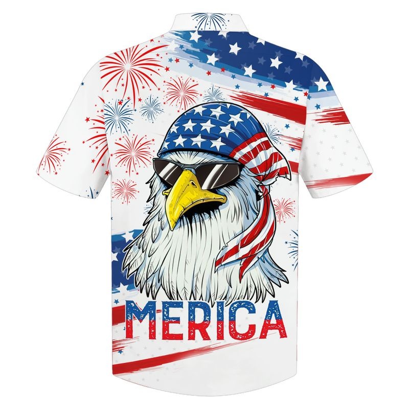 Independence Day Hawaiian Shirts/ Cool Eagle American Flag Hawaii Beach Shirt For Summer/ Happy 4Th Of July Hawaii Shirt Gift