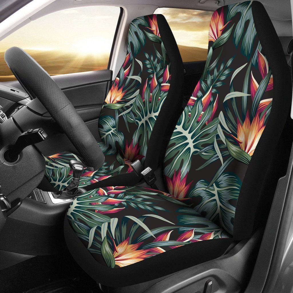 Universal Fit Car Seat Covers With Hawaiian Tropical Plants Pattern