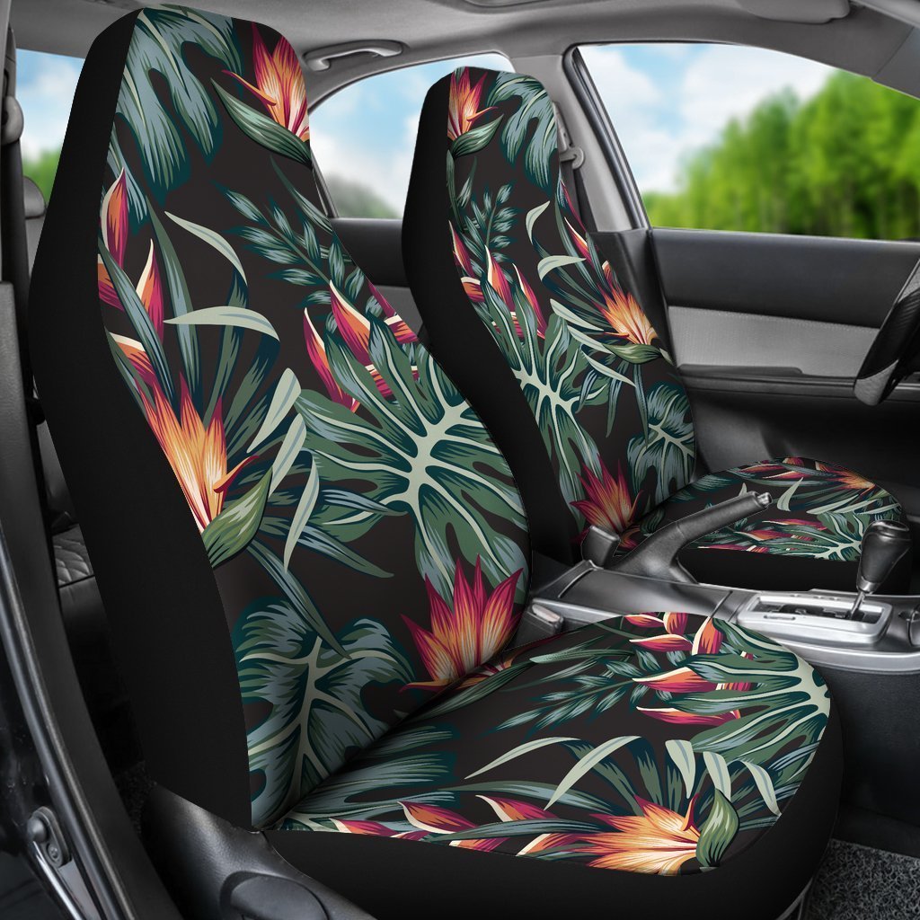 Universal Fit Car Seat Covers With Hawaiian Tropical Plants Pattern