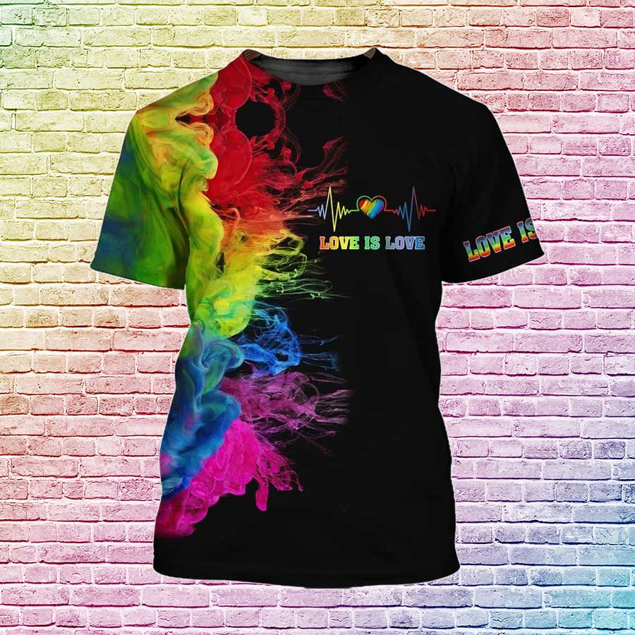 Lgbt T-Shirt Rainbow Lgbt Rose Love Is Love T-Shirt Full Print/ Gift For Gay T Shirt