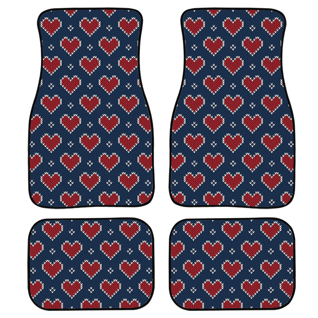 Heart Knitted Pattern Print Front And Back Car Floor Mats/ Front Car Mat