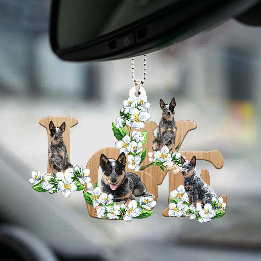 Heeler Love Flowers Dog Lover Car Hanging Ornament Gifts