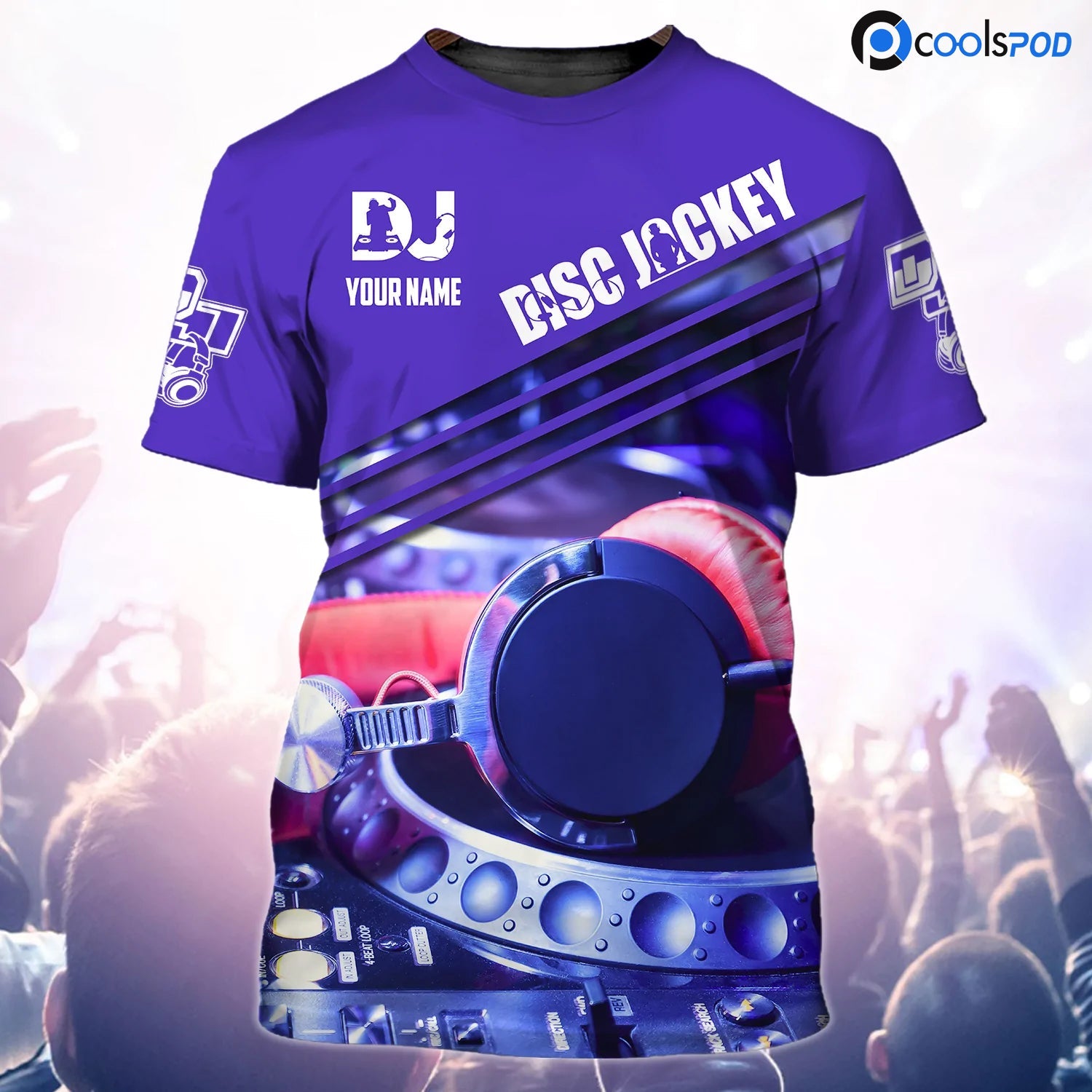 Personalized 3D All Over Print Purple Shirt DJ Design/ Best Gift For DJ Son/ DI Men Gift/ DJ Shirt