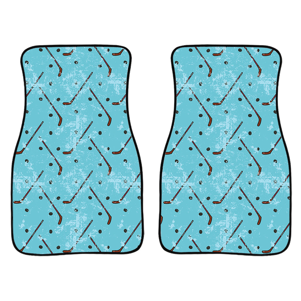 Hockey Stick And Puck Pattern Print Front And Back Car Floor Mats/ Front Car Mat