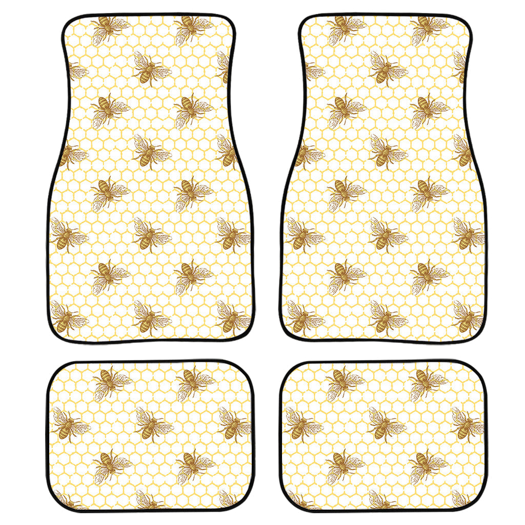 Honey Bee Hive Pattern Print Front And Back Car Floor Mats/ Front Car Mat