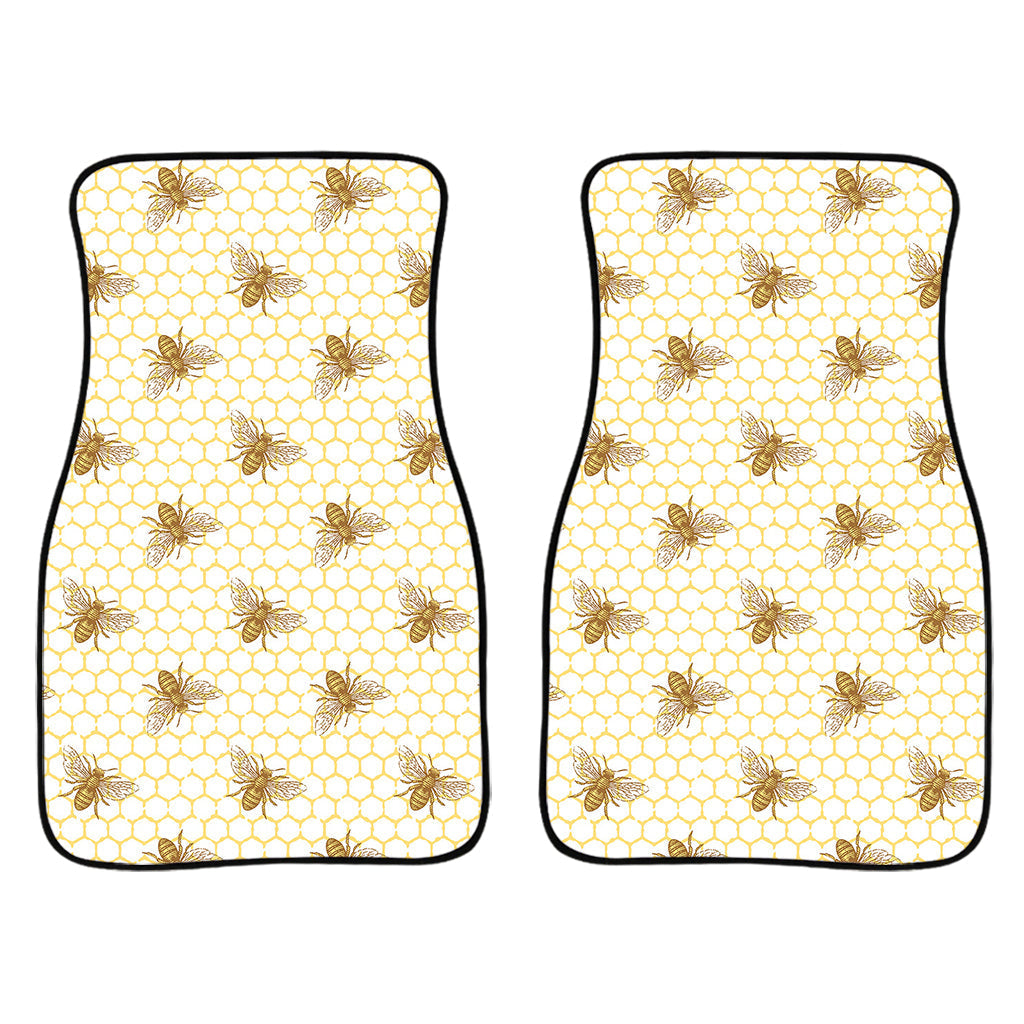 Honey Bee Hive Pattern Print Front And Back Car Floor Mats/ Front Car Mat