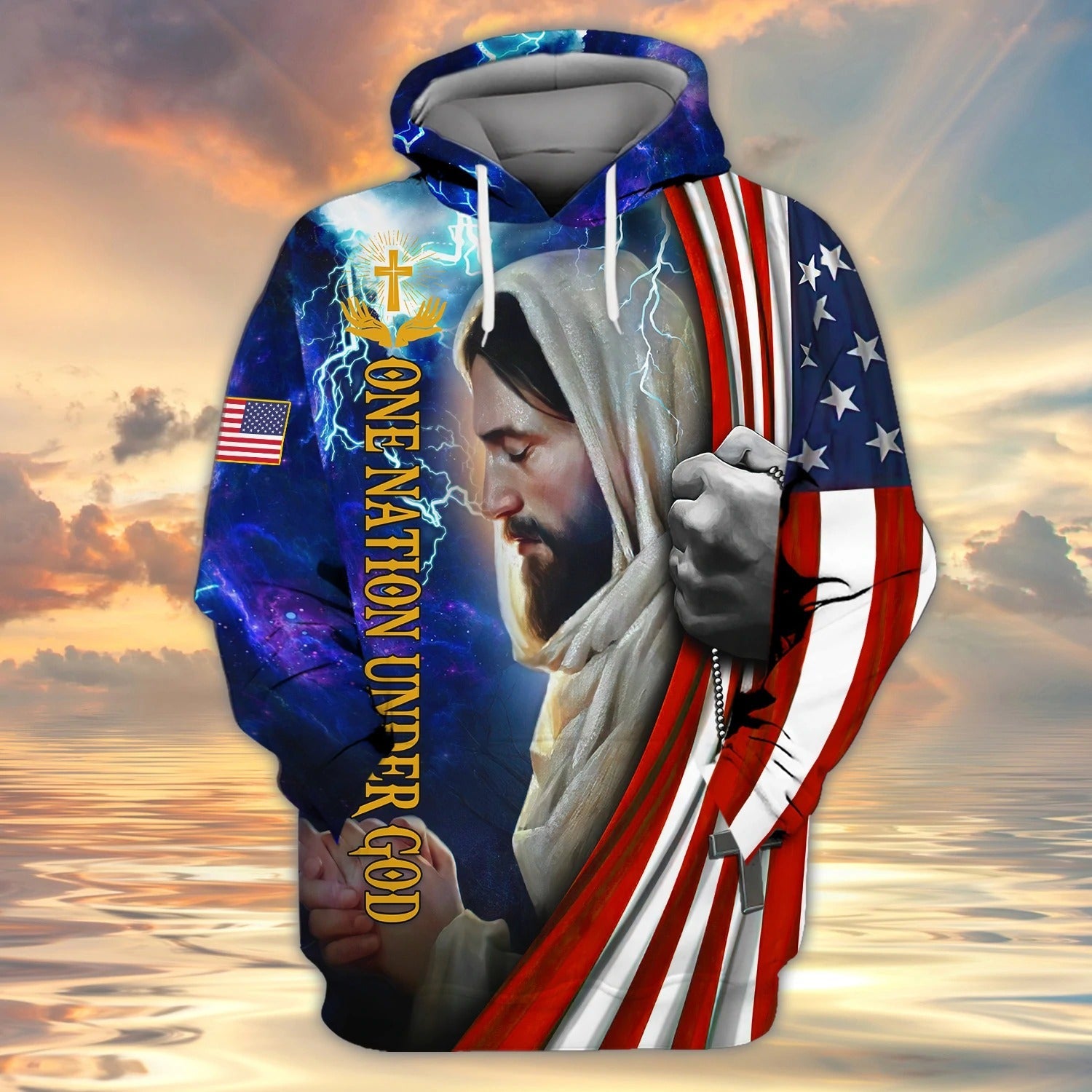 One Nation Under God Christian 3D Full Printed Shirts/ 4Th Of July Independece 3D Hoodie/ Patriotic Clothing