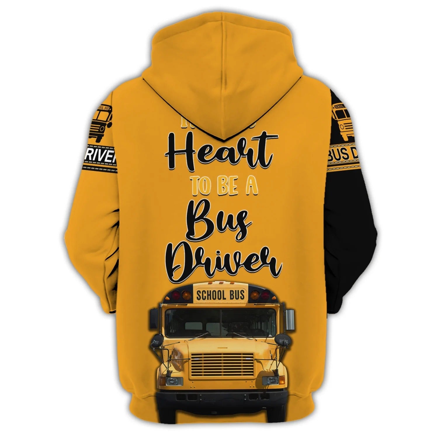3D All Over Print School Bus Driver Hoodie/ It Takes Heart To Be A Bus Driver Custom Zip Up Hoodie