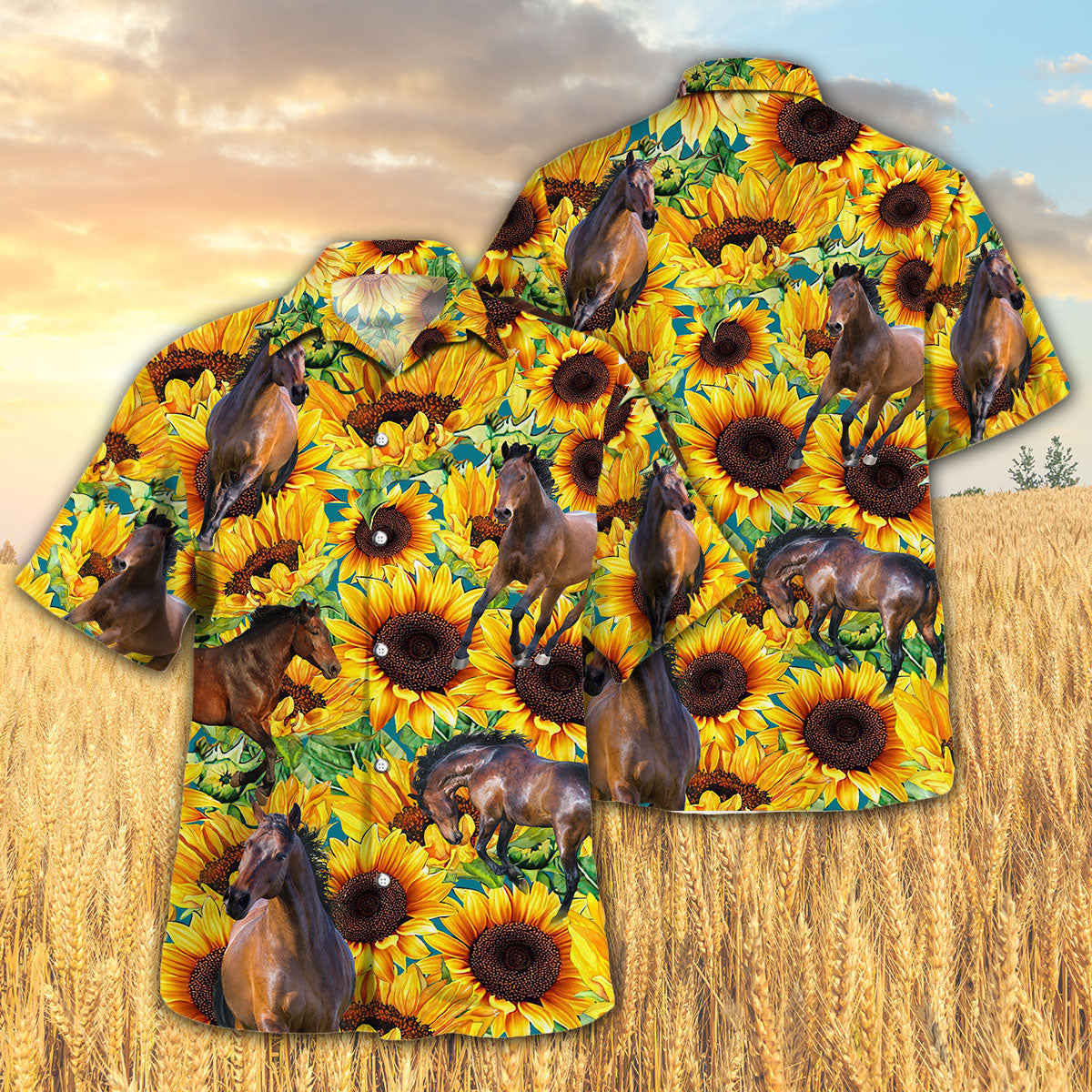 Sunflower Horse Hawaiian Shirt
