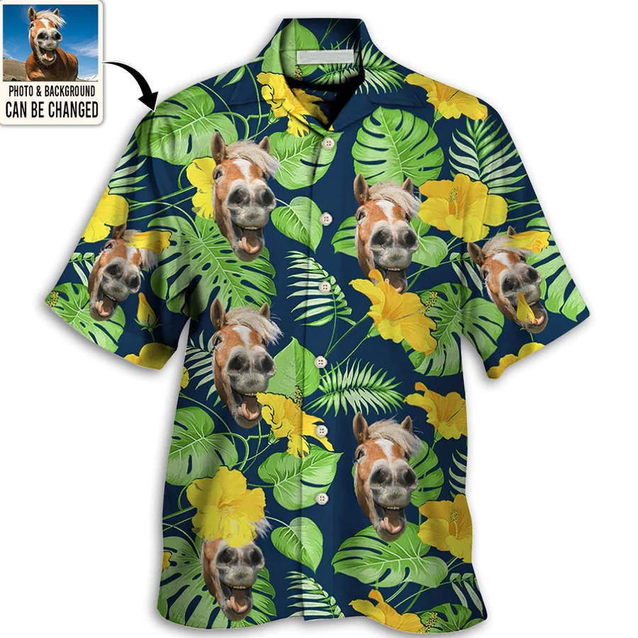 Horse You Want Tropical Custom Photo - Hawaiian Shirt - Personalized Hawaiian Shirt/ Horse Shirt