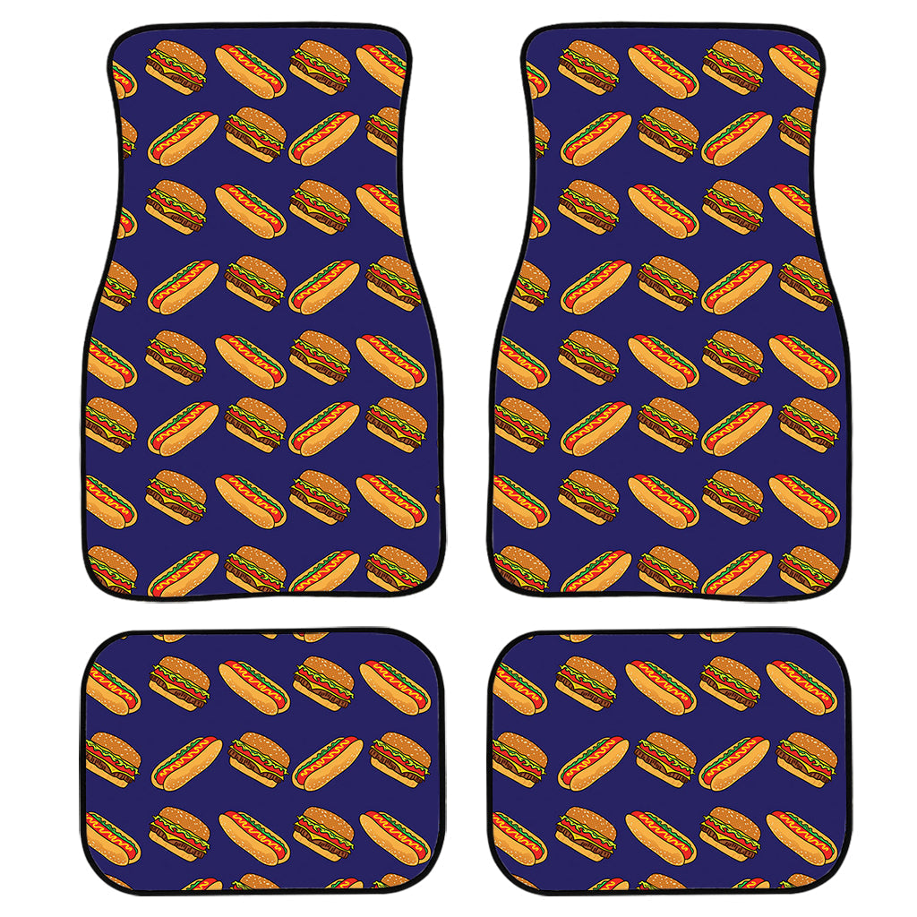 Hot Dog And Hamburger Pattern Print Front And Back Car Floor Mats/ Front Car Mat