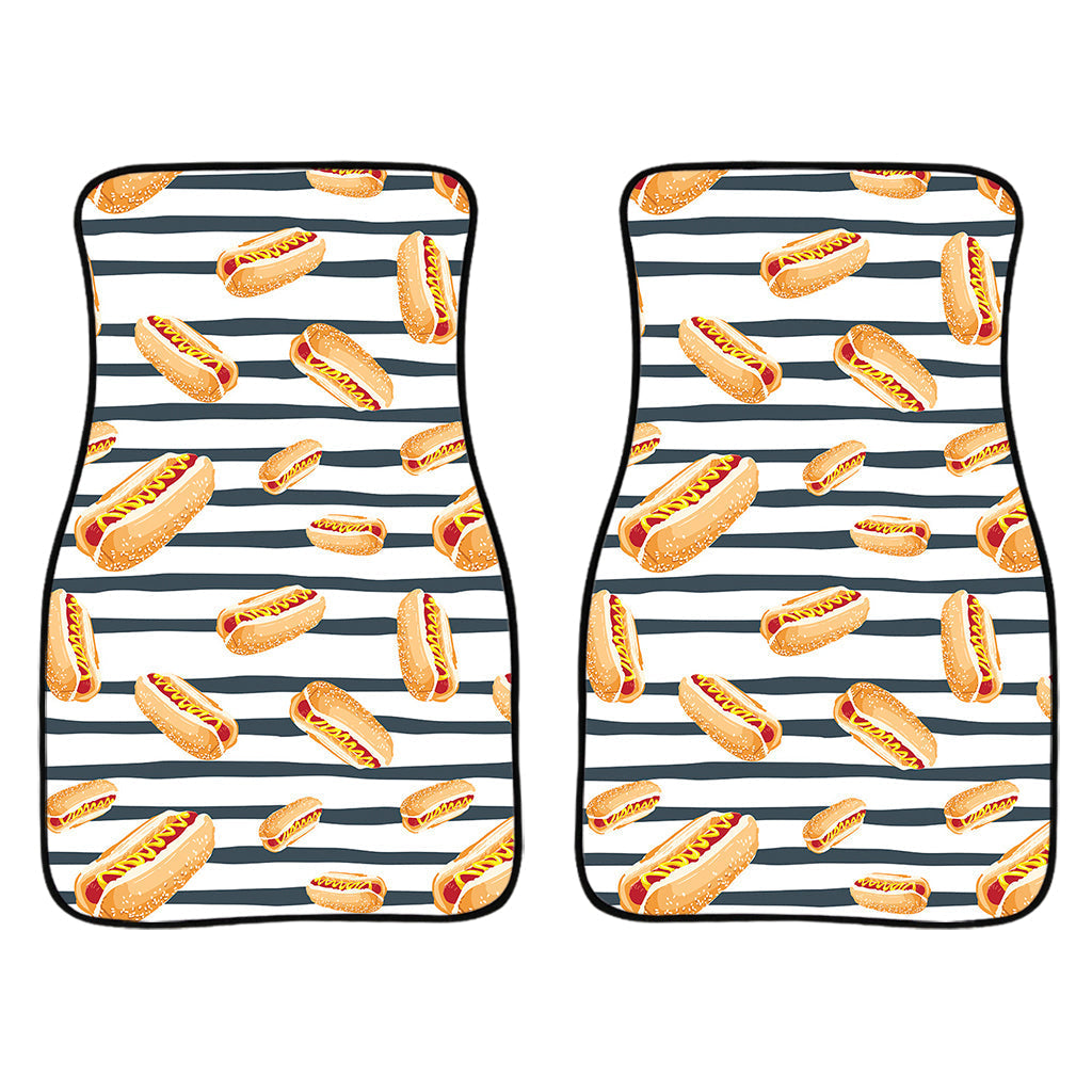 Hot Dog Striped Pattern Print Front And Back Car Floor Mats/ Front Car Mat