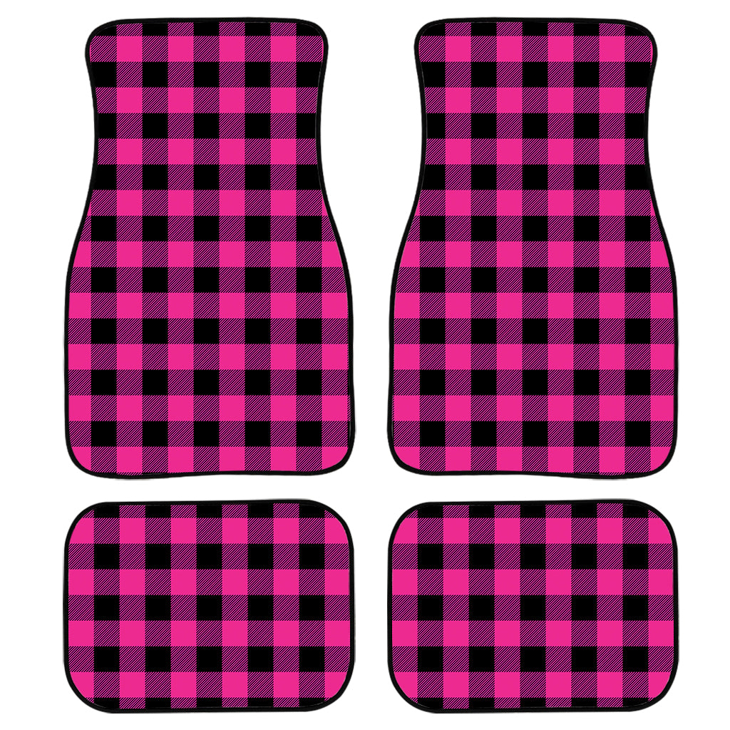 Hot Pink And Black Buffalo Check Print Front And Back Car Floor Mats/ Front Car Mat