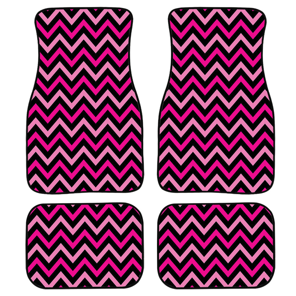 Hot Pink And Black Chevron Pattern Print Front And Back Car Floor Mats/ Front Car Mat