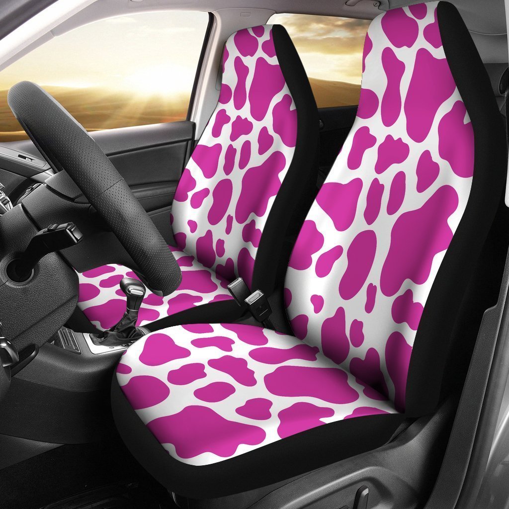 Hot Pink And White Cow Print Universal Fit Car Seat Covers