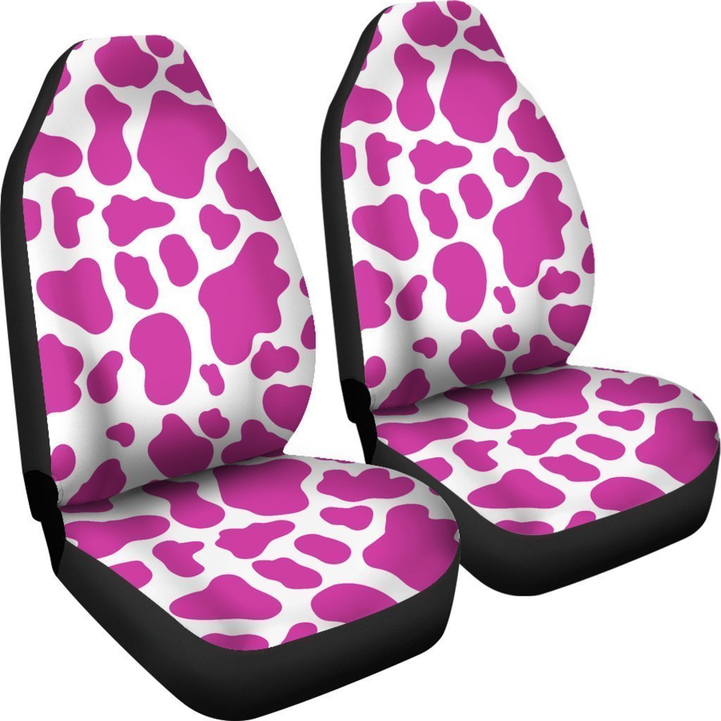 Hot Pink And White Cow Print Universal Fit Car Seat Covers