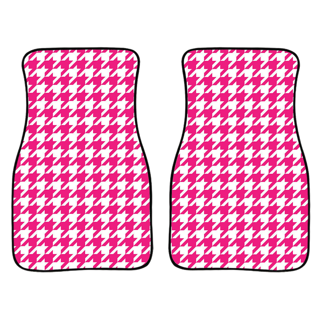 Hot Pink And White Houndstooth Print Front And Back Car Floor Mats/ Front Car Mat