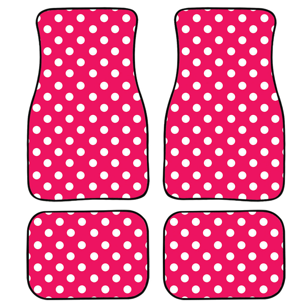 Hot Pink And White Polka Dot Print Front And Back Car Floor Mats/ Front Car Mat