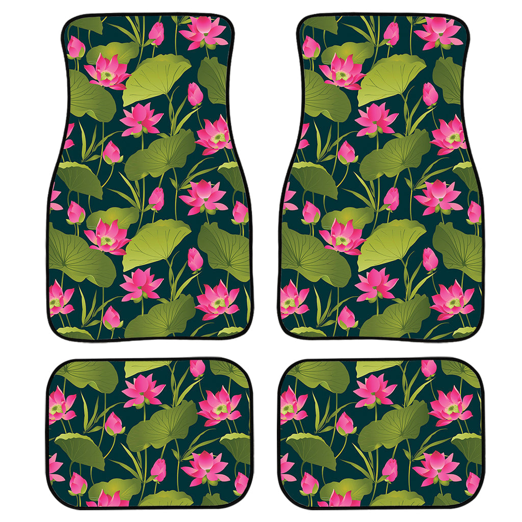 Hot Pink Lotus Pattern Print Front And Back Car Floor Mats/ Front Car Mat