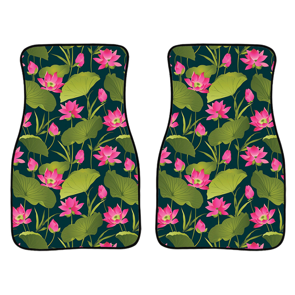 Hot Pink Lotus Pattern Print Front And Back Car Floor Mats/ Front Car Mat