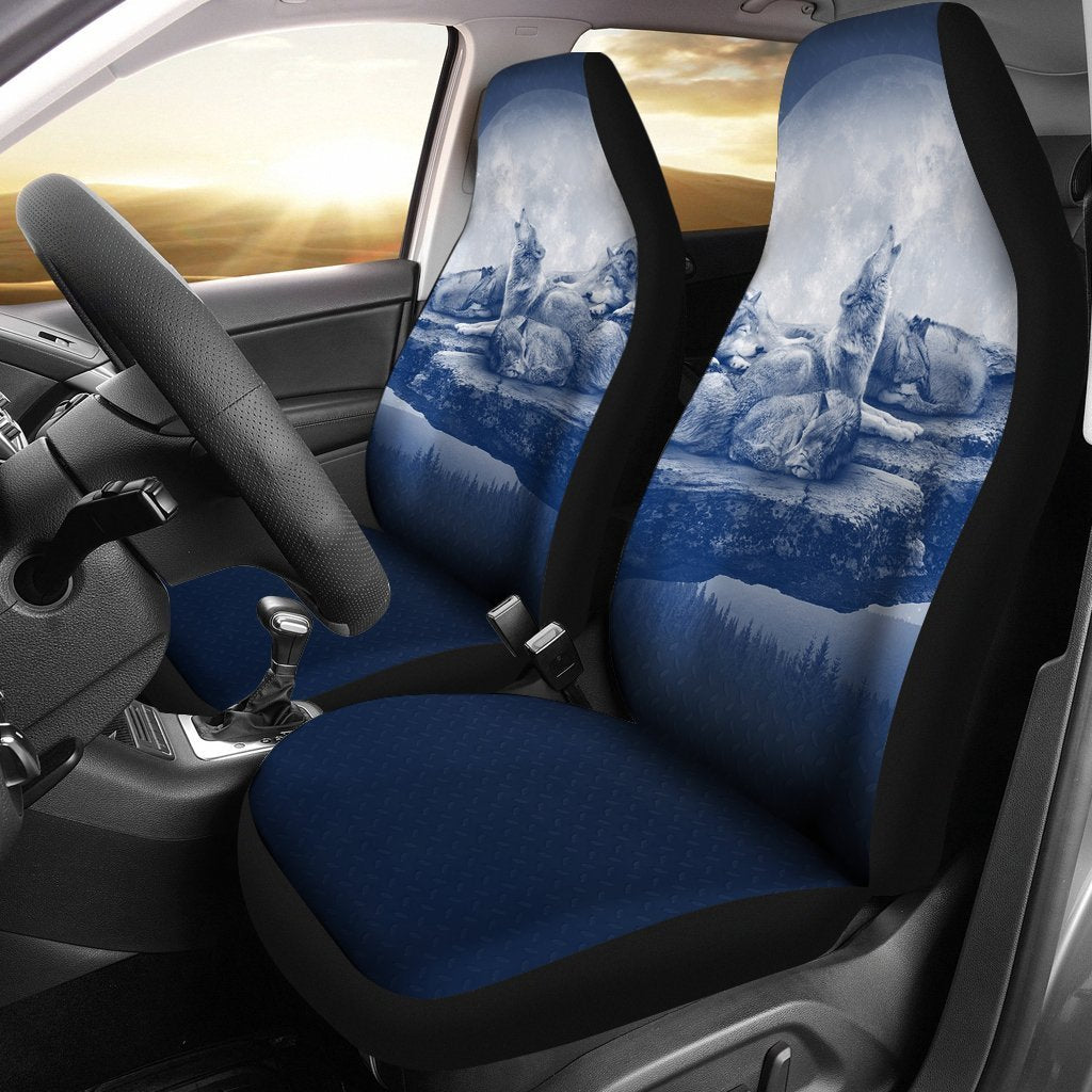 Howling White Wolf Universal Fit Car Seat Covers