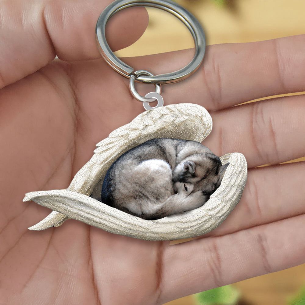 Husky  Sleeping Angel Acrylic Keychain Dog Sleeping keychain