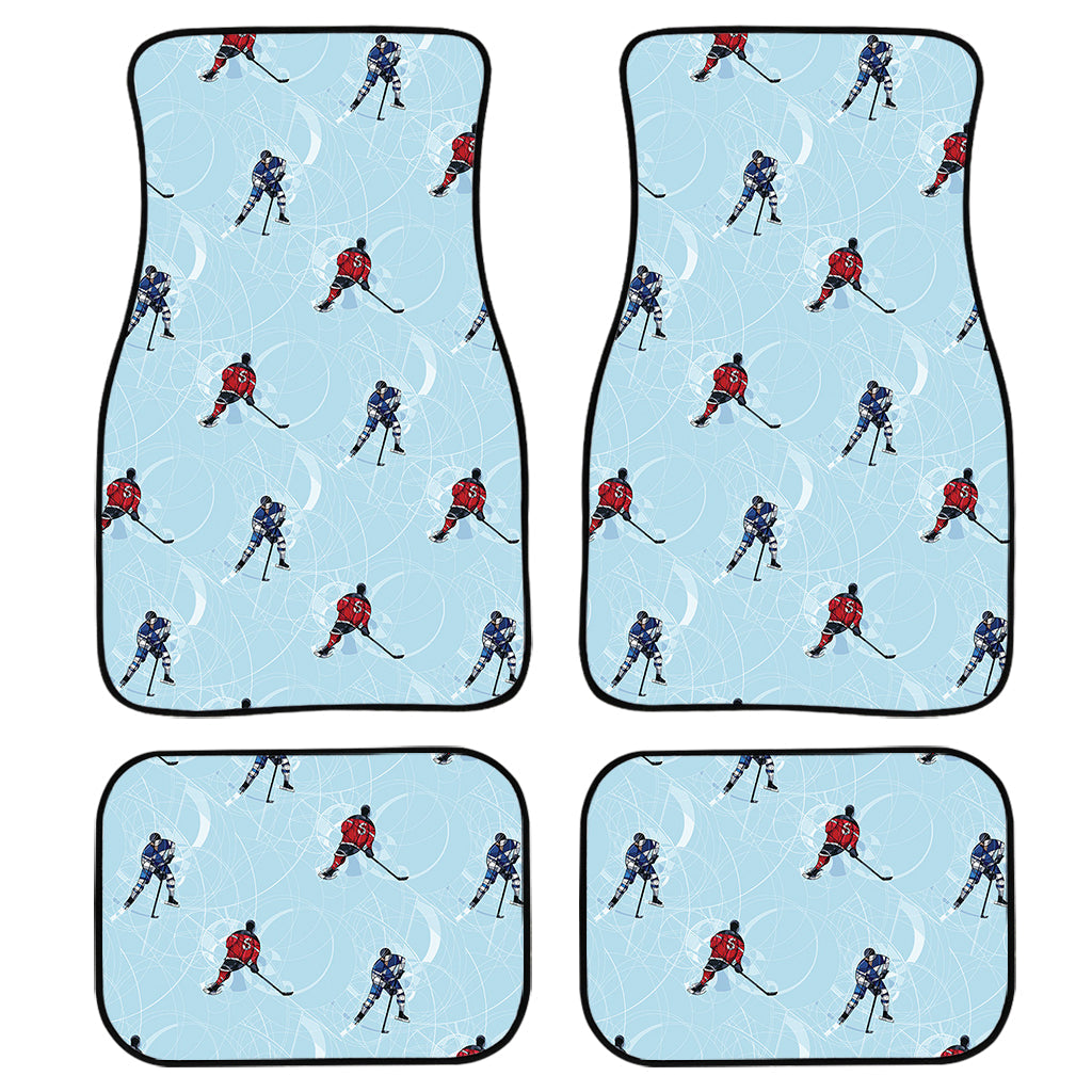 Ice Hockey Players Pattern Print Front And Back Car Floor Mats/ Front Car Mat