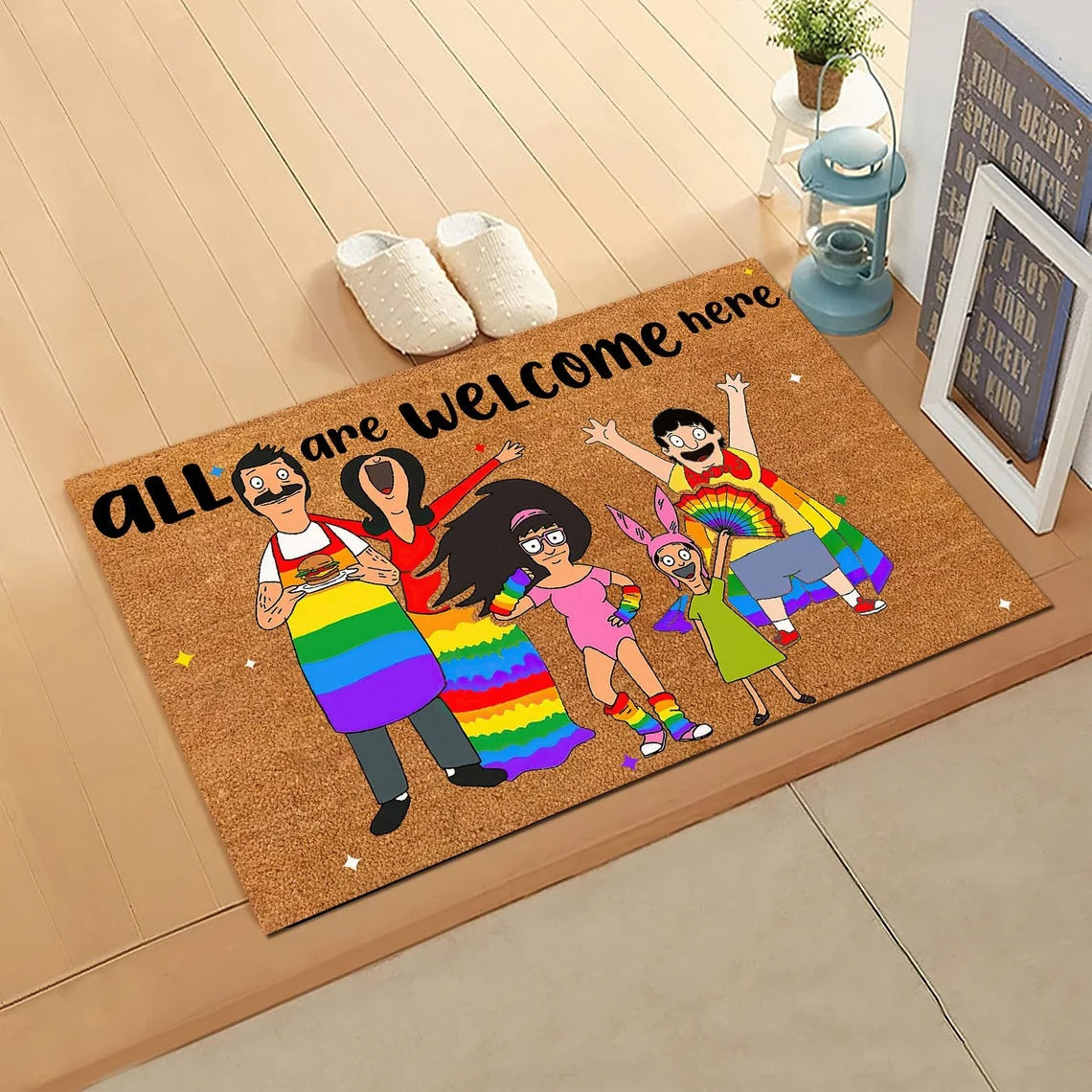 Pride Doormat Lgbt All Are Welcome Here Doormat/ Lgbt Gay Pride Home Decor/ Lgbt Family Welcome Doormat