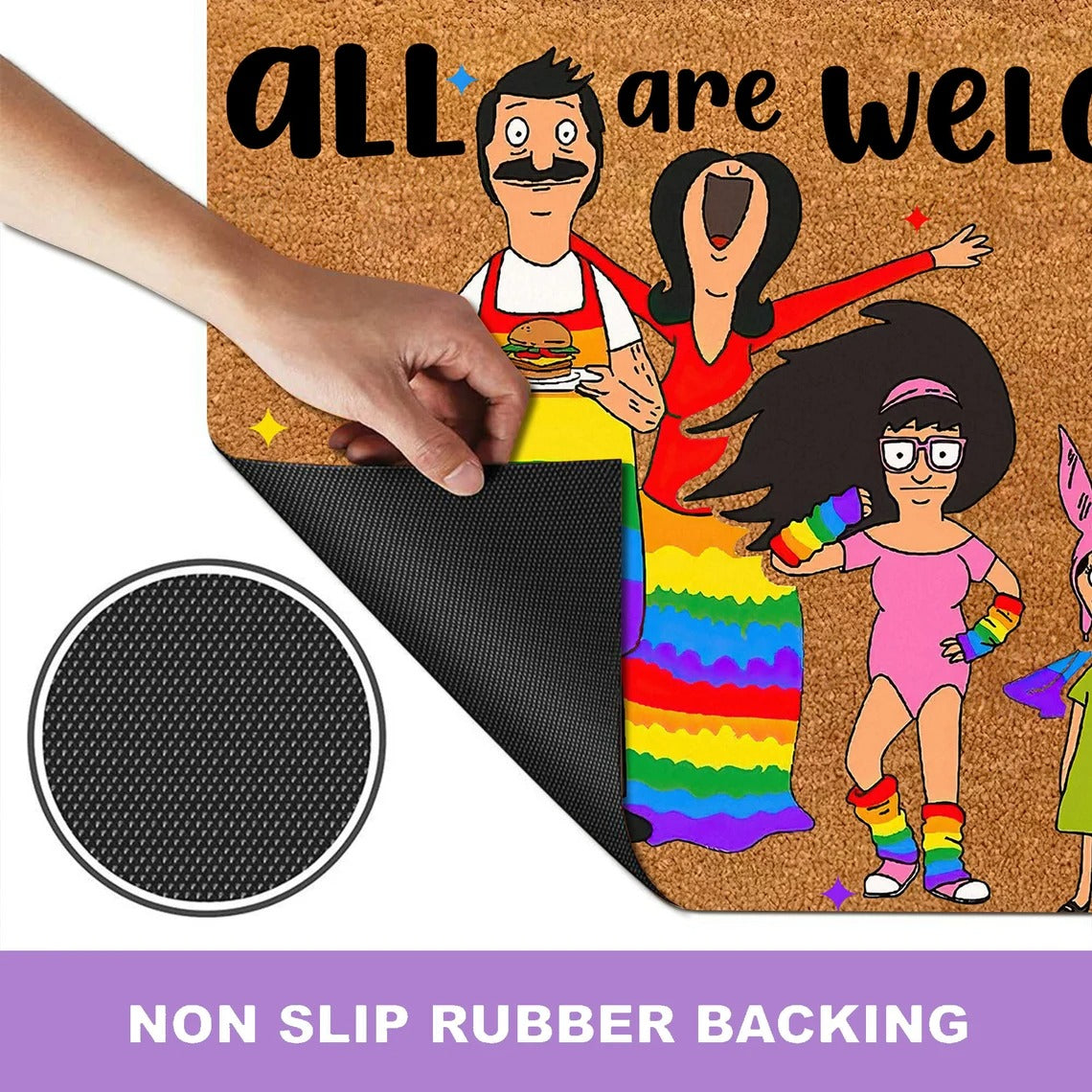 Pride Doormat Lgbt All Are Welcome Here Doormat/ Lgbt Gay Pride Home Decor/ Lgbt Family Welcome Doormat