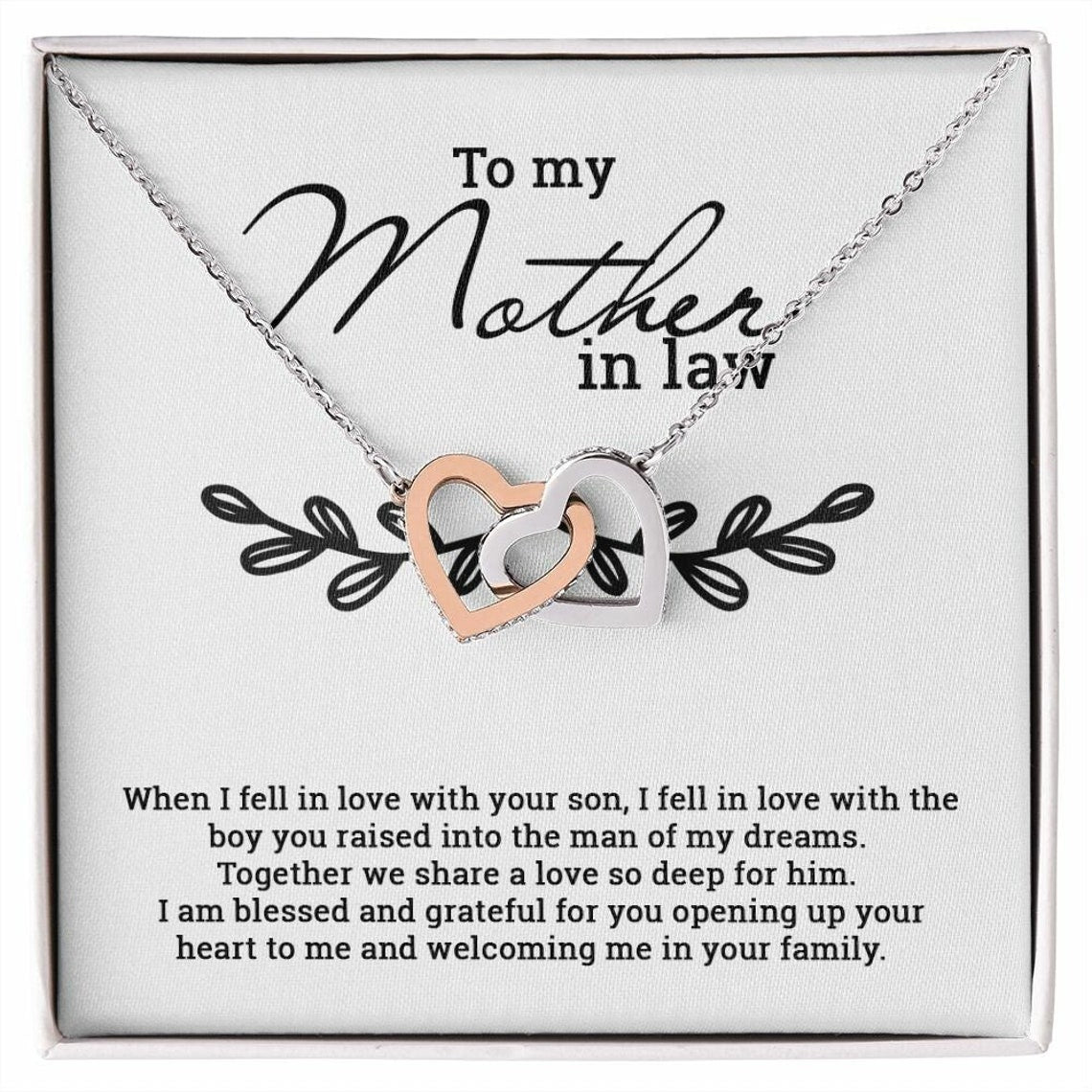 Gift For Mother In Law/ Interlocking Heart Necklace/ Birthday Gifts/ MIL Gifts/ Mothers Day Gift
