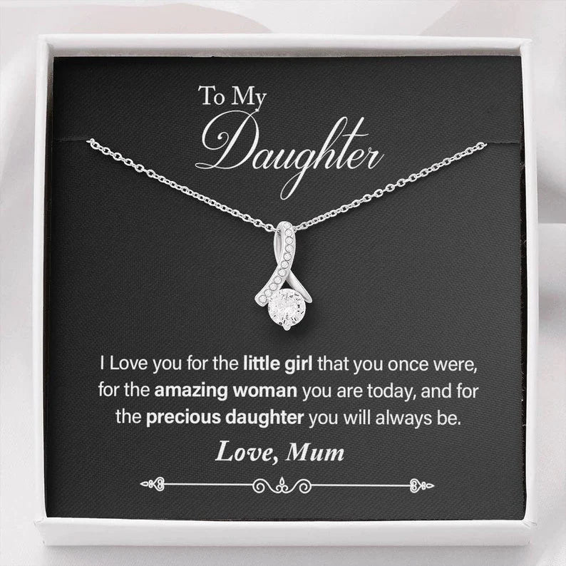 To My Daughter/ Love Mum White Gold Necklace