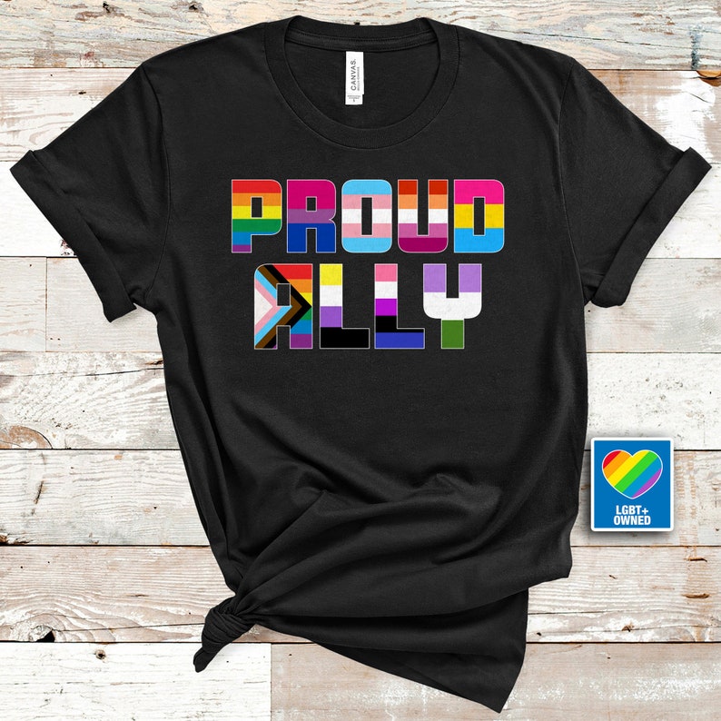 Gift For Gay/ Lesbian/ Proud Ally Flag T-Shirt/ Gay Pride LGBTQ Shirt/ Ally T Shirt/ LGBT Shirt