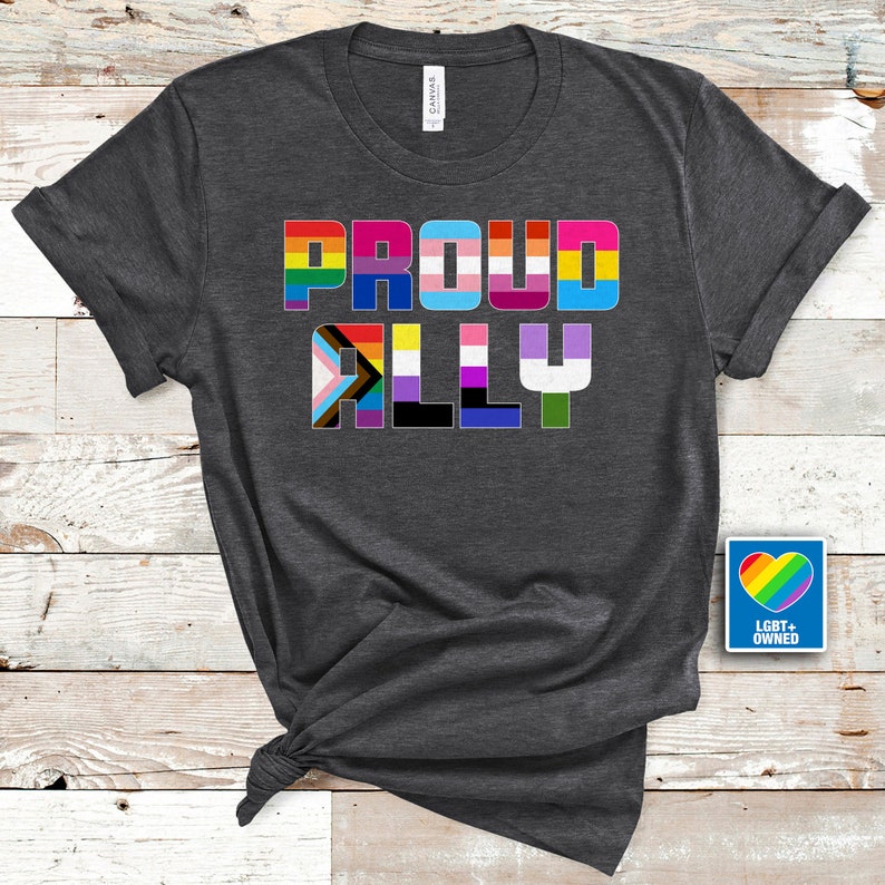 Gift For Gay/ Lesbian/ Proud Ally Flag T-Shirt/ Gay Pride LGBTQ Shirt/ Ally T Shirt/ LGBT Shirt