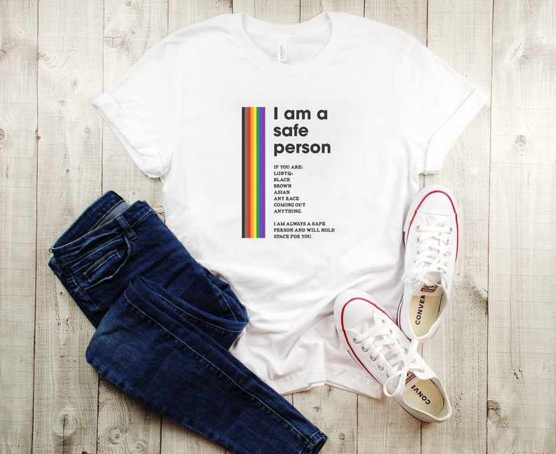 Ally Shirt/ LGBTQ Ally T Shirt/ LGBT T Shirt For Ally/ I Am A Safe Person/ Ally Gift/ Rainbow Tshirt