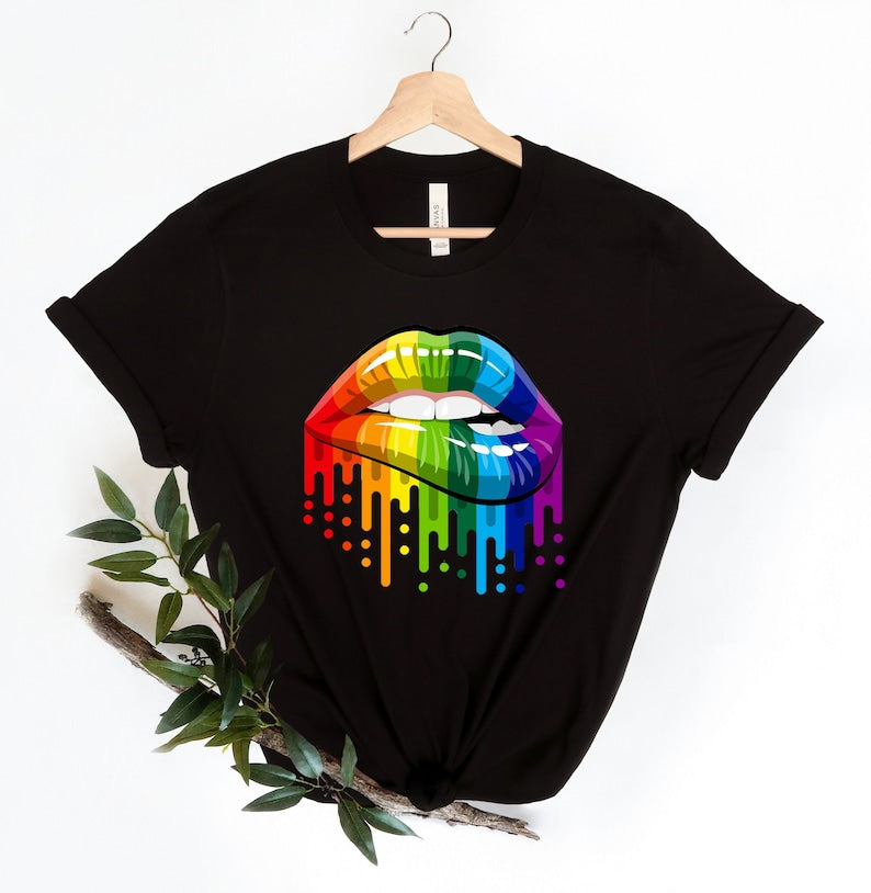 LGBT Shirt/ Rainbow Lips Shirt/ Rainbow Pride Lips Shirt/ LGBT Lips Shirt/ Pride Shirt