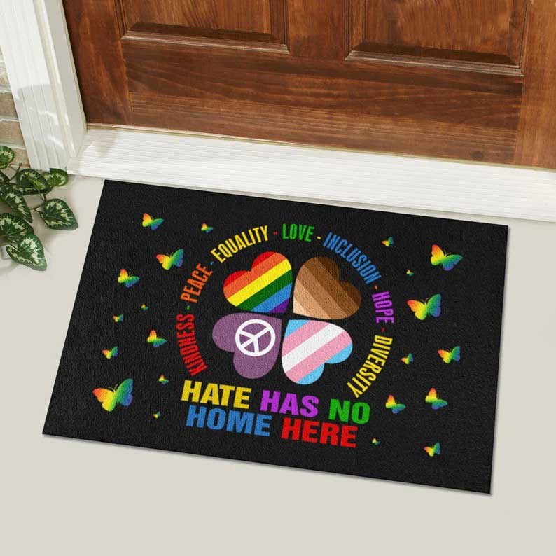 Pride Door Mat Hate Has No Home Here Doormat/ Lgbtq Welcome Mat/ All Are Welcome Here/ Lgbt Doormat