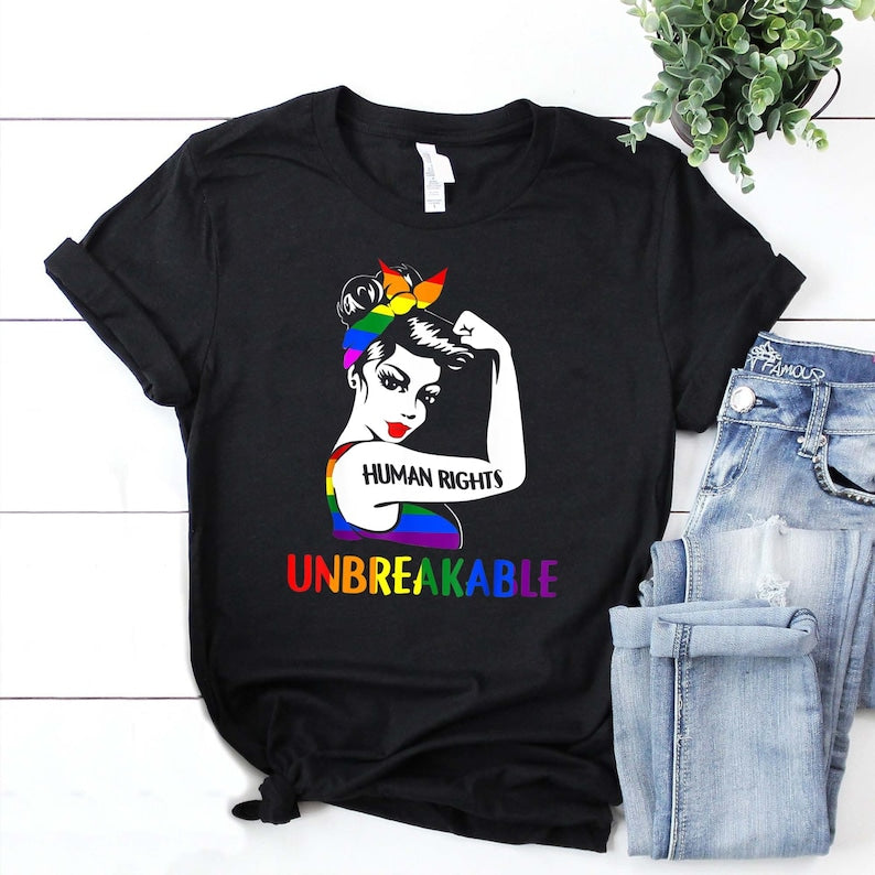 Lesbian Pride Shirt/ Equality Shirt/ Human Rights Unbreakable/ LGBT Pride Month Gift/ Gay Pride Shirt