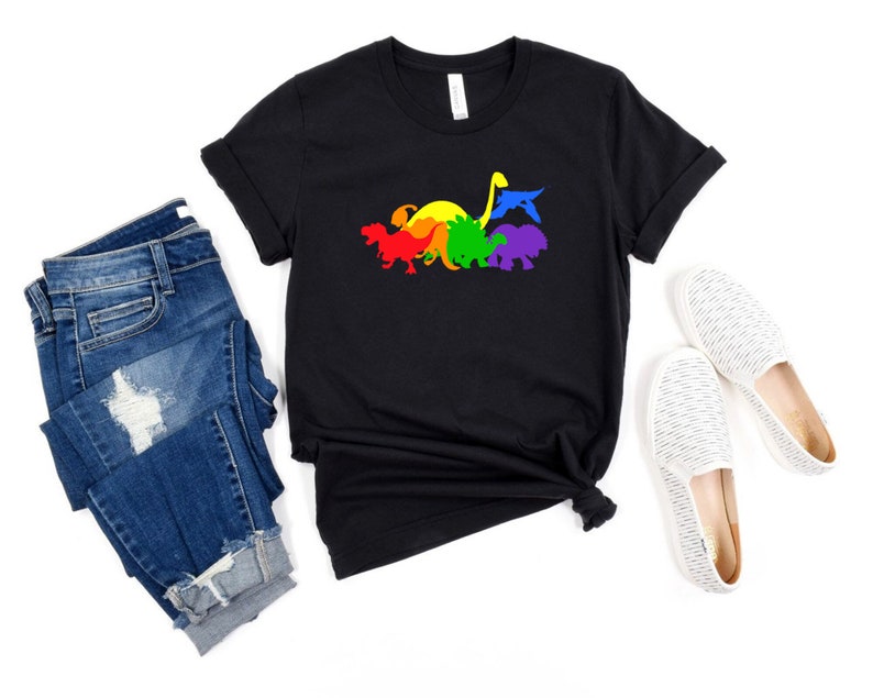 Rainbow Shirt/ Shirt For Lesbian/ Dinosaur The Colors Of The Rainbow LGBT Pride T-Shirt
