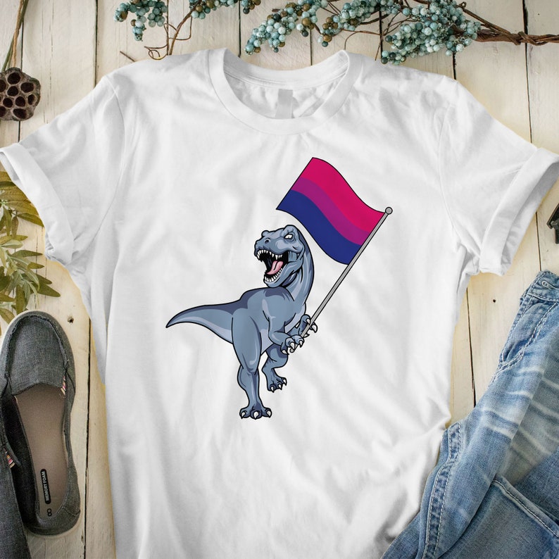 Dinosaur T-rex Gay Pride Flag LGBT/ Lesbian Bisexual T-Shirt/ Rainbow Pride Shirt