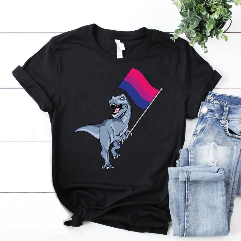 Dinosaur T-rex Gay Pride Flag LGBT/ Lesbian Bisexual T-Shirt/ Rainbow Pride Shirt