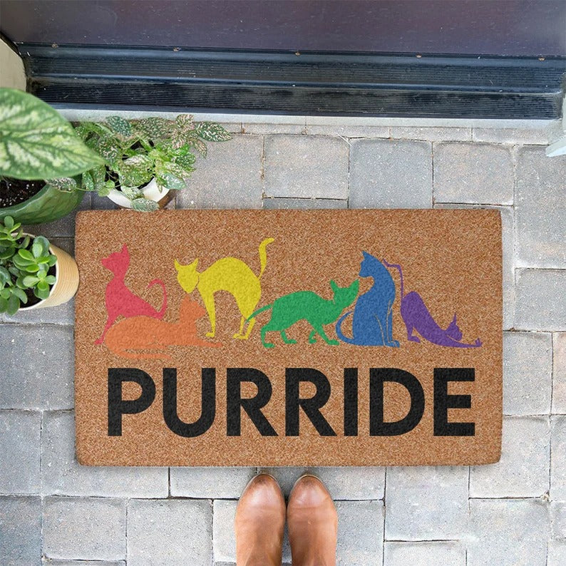 Cat Lgbtq Doormat/ Pride Doormat/ Welcome Mat/ Funny Cat Gift/ Purride Lgbt Community Doormat