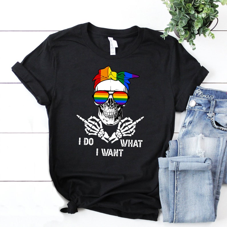 Funny Pride Shirt/ I Do What I Want Funny LGBT Skeleton T-Shirt/ Skeleton Tee/ Gay Pride/ Les Pride