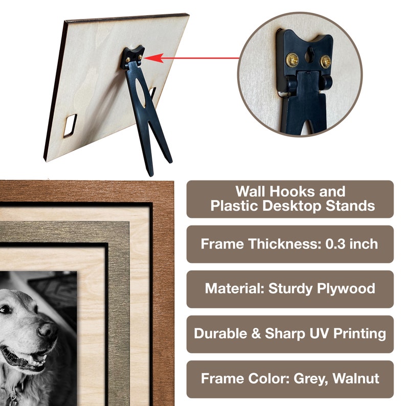 Memorial Pet Collar Frame/ Black & White Photo/ Loss of Dog/ Cat Loss Gifts/ Pet Collar Holder/ Memorial Standing Frame/ Bereavement Gifts