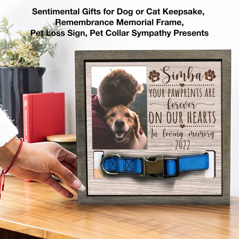 Dog Collar Memorial/ Memorial Pet Collar Sign/ Dog Loss Gift/ Pet Collar Holder/ Memorial Standing Frame/ Sympathy/ Bereavement Gifts
