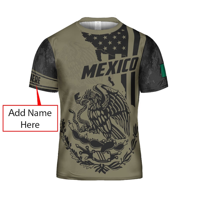 Personalized Mexican T-Shirt For Men/ Custom Name Mexican Eagle Shirt/ All Over Printed Mexican Shirt/ Playera De Mexico/ Camisa De Mexico